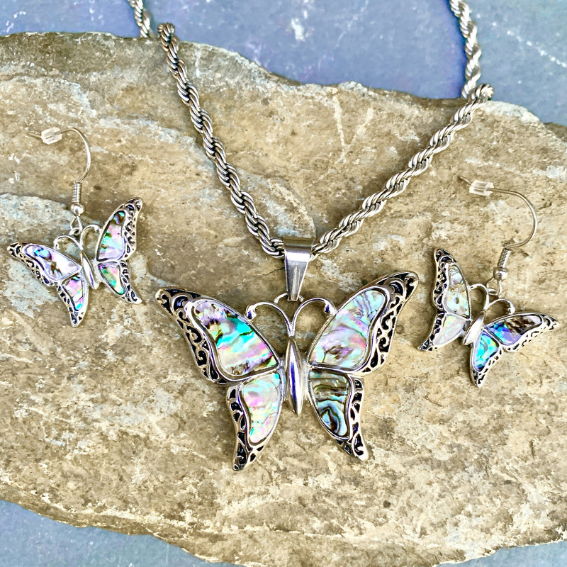 Blue Butterfly Necklace (Silver) – Love Stylize